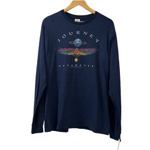 JOURNEY Band T-shirt Long Sleeve Size M Blue Retro Band Graphic Cotton